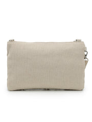 Anekaant Petal Posh Ivory & Antique Gold Hand Beaded Cotton Sling Bag
