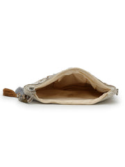 Anekaant Petal Posh Ivory & Antique Gold Hand Beaded Cotton Sling Bag