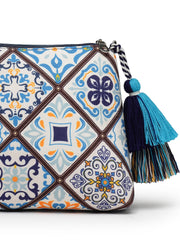 Anekaant Tile Trip Navy Canvas Geometric Printed Sling Bag