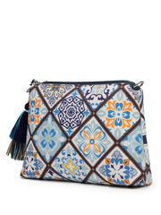 Anekaant Tile Trip Navy Canvas Geometric Printed Sling Bag