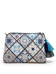Anekaant Tile Trip Navy Canvas Geometric Printed Sling Bag