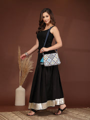 Anekaant Tile Trip Navy Canvas Geometric Printed Sling Bag