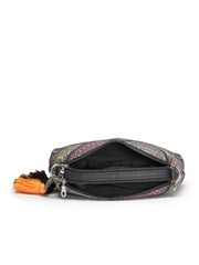 Anekaant Tile Trip Black Canvas Geometric Printed Sling Bag