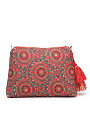 Anekaant Tile Trip Red Canvas Abstract Printed Sling Bag