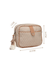 Anekaant Earth Edit Beige Jacquard Geometric Sling Bag