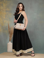 Anekaant Earth Edit Beige Jacquard Geometric Sling Bag