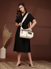 Anekaant Timber & Thread Off White Cotton Multipocket Sling Bag