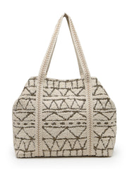 Anekaant Folklore Edit Ivory Geometric Shell Embellished Jacquard Hobo Bag