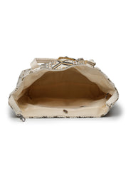Anekaant Folklore Edit Ivory Geometric Shell Embellished Jacquard Hobo Bag