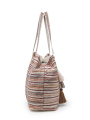 Anekaant Folklore Edit Blush Pink Tribal Geometric Jacquard Hobo Bag