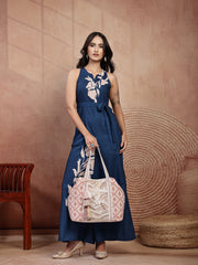 Anekaant Folklore Edit Blush Pink & Gold Abstract Beaded Jacquard Hobo Bag