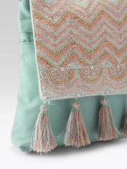 Mod Stitch Mint Green Chevron Cotton Sling Bag
