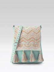 Mod Stitch Mint Green Chevron Cotton Sling Bag