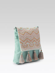 Mod Stitch Mint Green Chevron Cotton Sling Bag