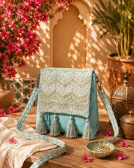 Mod Stitch Mint Green Chevron Cotton Sling Bag