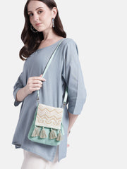 Mod Stitch Mint Green Chevron Cotton Sling Bag