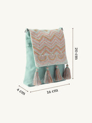 Mod Stitch Mint Green Chevron Cotton Sling Bag