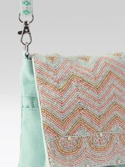 Mod Stitch Mint Green Chevron Cotton Sling Bag