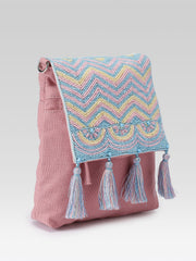 Mod Stitch Dusty Pink Chevron Cotton Sling Bag