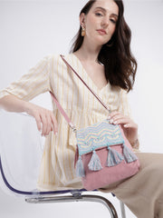 Mod Stitch Dusty Pink Chevron Cotton Sling Bag