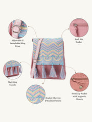 Mod Stitch Dusty Pink Chevron Cotton Sling Bag