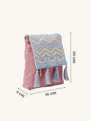 Mod Stitch Dusty Pink Chevron Cotton Sling Bag