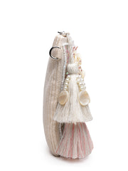 Anekaant Petal Posh Ivory 3D Flower Embellished Cotton Sling Bag