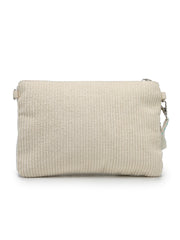 Anekaant Petal Posh Ivory 3D Flower Embellished Cotton Sling Bag