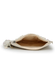 Anekaant Petal Posh Ivory 3D Flower Embellished Cotton Sling Bag