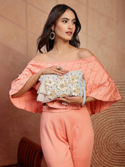 Anekaant Petal Posh Ivory 3D Flower Embellished Cotton Sling Bag
