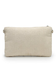 Anekaant Tribal Sutra Off White & Pastel Scallop Beaded Cotton Sling Bag