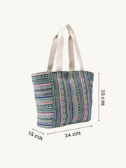 Earth Edit Green & Multi Ethnic Cotton Tote Bag