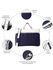 Anekaant Transit Navy Colorblock Canvas Laptop Bag (Upto 16")