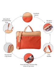 Anekaant Transit Rust Colorblock Canvas Laptop Bag (Upto 16")