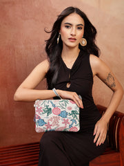 Anekaant Beaded Muse Off White & Multi Marine Embroidered Jacquard Sling Bag