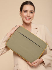 Drift Mustard & Olive Polyester Colorblocked Laptop Sleeve (Upto 14")