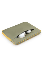 Drift Mustard & Olive Polyester Colorblocked Laptop Sleeve (Upto 14")