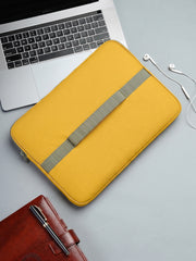 Drift Mustard & Olive Polyester Colorblocked Laptop Sleeve (Upto 14")