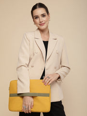 Drift Mustard & Olive Polyester Colorblocked Laptop Sleeve (Upto 14")