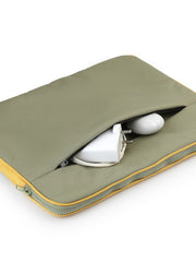 Drift Mustard & Olive Polyester Colorblocked Laptop Sleeve (Upto 14")
