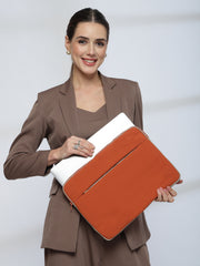 Drift Beige & Rust Polyester Colorblocked Laptop Sleeve (Upto 14")