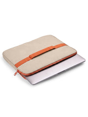 Drift Beige & Rust Polyester Colorblocked Laptop Sleeve (Upto 14")