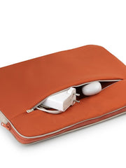 Drift Beige & Rust Polyester Colorblocked Laptop Sleeve (Upto 14")