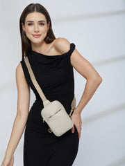 Drift Ivory Polyester Solid Crossbody Bag