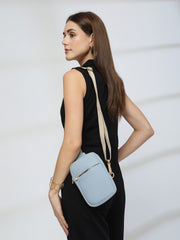 Drift Dusty Blue Polyester Solid Crossbody Bag