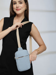 Drift Dusty Blue Polyester Solid Crossbody Bag