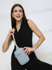 Drift Dusty Blue Polyester Solid Crossbody Bag