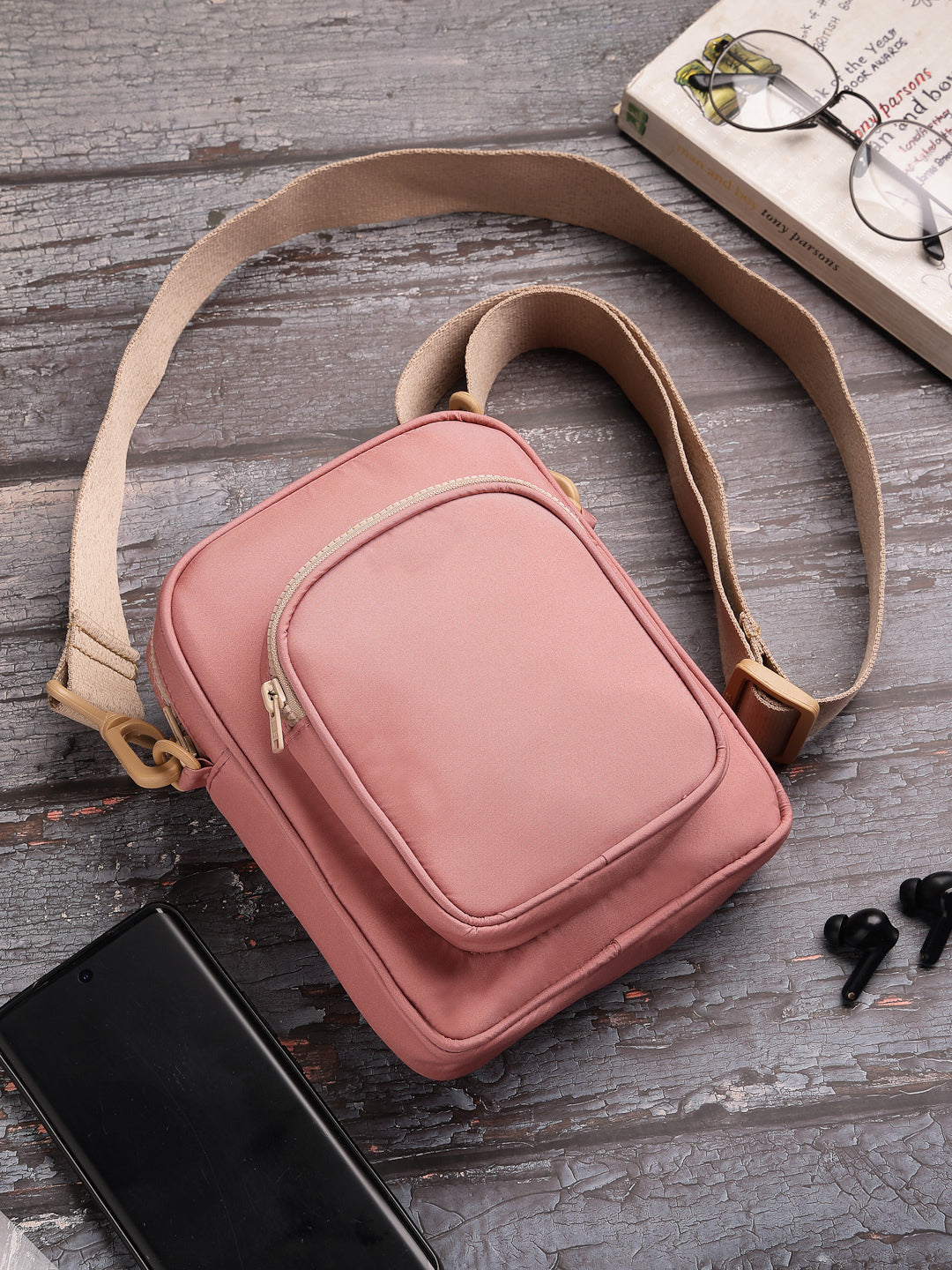 Drift Dusty Rose Pink Polyester Solid Sling Bag