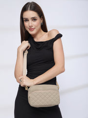 Drift Taupe Polyester Diamond Quilted Sling Bag