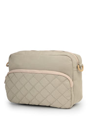 Drift Taupe Polyester Diamond Quilted Sling Bag